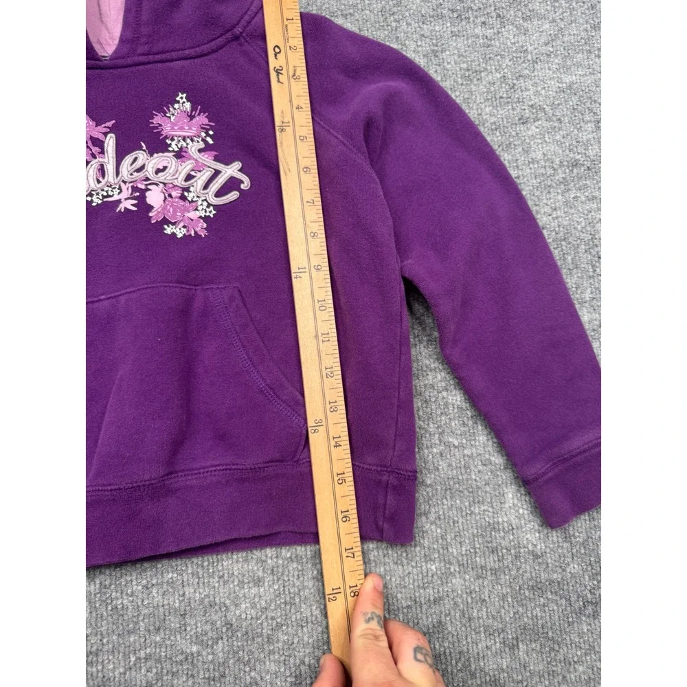 Sideout Girls Purple‎ Floral Graphic Pullover Hoodie Sweatshirt Kids Large 12/14
